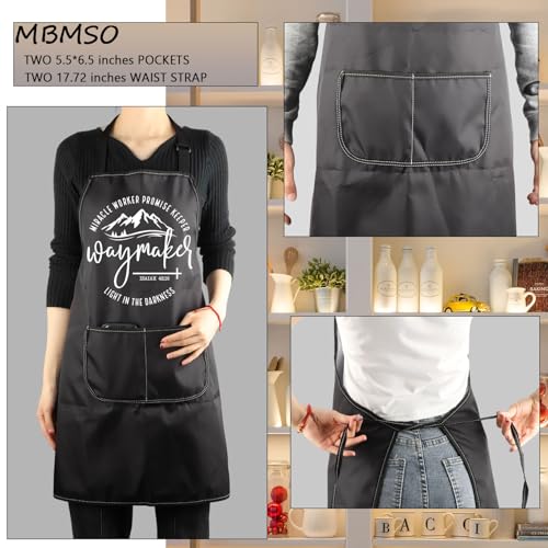 MBMSO Christian Apron Religious Gift Bible Verse Cooking Apron Waymaker Promise Keeper Miracle Worker Isaiah 42:16 Quote Gift