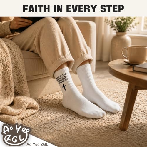 3 Pairs Christian Socks,Novelty Christian Easter Basket Stuffing - color: Proverbs 3:5 - White