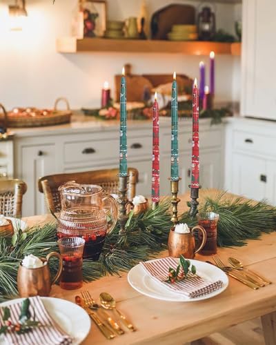 Christmas Taper Candles Red Taper Candles Candlestick Christmas Party Gift Winter Holiday Dinner Table Decorations,10inch,Set of 2,CHC - color: CHC-Red