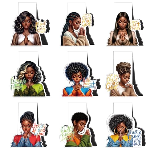 Black Girl Magnetic Bookmarks Gifts - Cosmisun 9 Pcs Praying Black Women Bookmark Magnets Christian Inspirational Book Marks Page Markers Clip Gifts for Church Women Students Teacher Bookish Reading - color: Black Girl