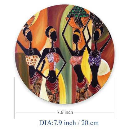 Mouse Pad, Four Sexy African Womens Mouse Pad, Premium-Textured Mouse Mat Round Non-Slip Rubber Base Computer Mousepads for Office Laptop Desk 7.9×7.9×0.12 inches - color: Four Sexy African Womens