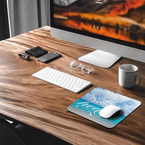 Begin Each Day with A Grateful Heart Mouse Pad, Tropic Beach Blue Desk Mat - color: Custom Designs Art 020