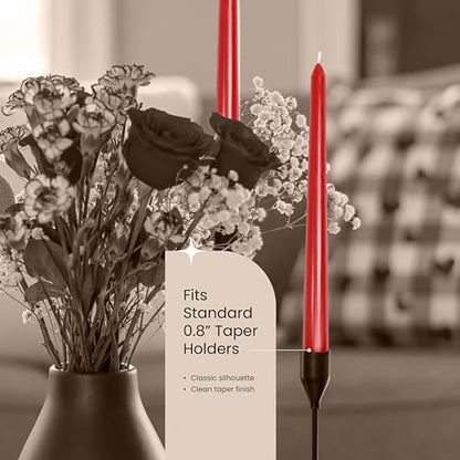 Leor & Lair Red Taper Candles, 40 Pack, 10" Bulk Taper Candles, Unscented - color: Red