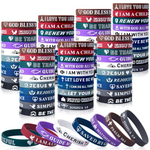 100 Pcs Bible Verse Bracelets Christian Wristbands - color: Dark C-100P
