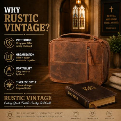 11 x 8 inch Genuine Leather Bible Cover for Men & Bible Case Women Organizer with Handle & Pocket Pen Holder Christian Religious Gift Cross Bookmark Bible Carrying Bag for Church - Red - color: Red