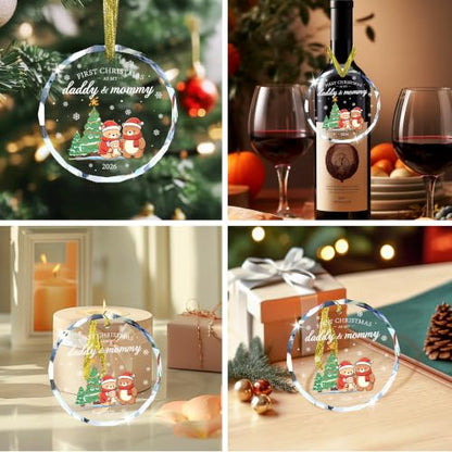 First Christmas as Daddy & Mommy 2026 Glass Ornament - style: Bear Parents