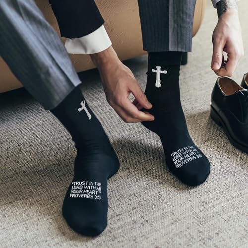 Unisex Cross Socks,Gifts for Christian On Easter and Christmas - color: Proverbs 3:5 - Black