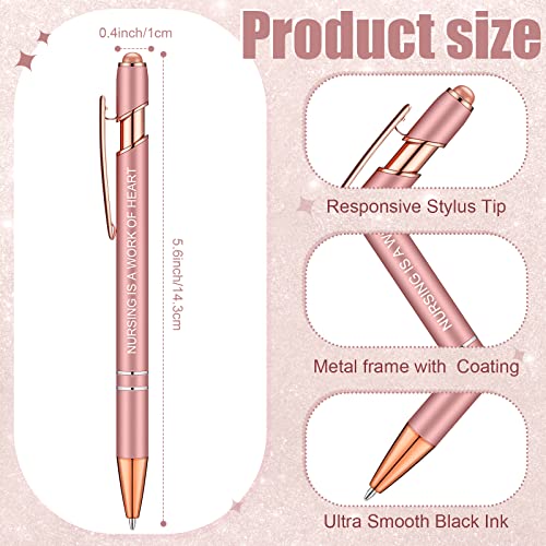 Zonon 12 Pcs Inspirational Pens, Motivational Ballpoint Pen Gifts for Women - color: Rose Gold, style: Nurse Style