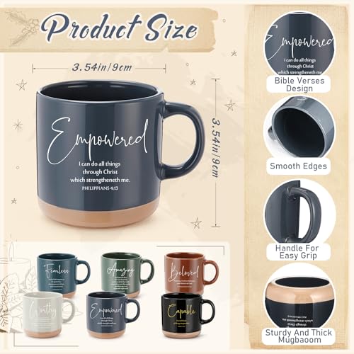 Potchen 18 Pcs Christian Church Gift 13oz Coffee Mug Journal Pen, Black - color: Retro Black, size: Bible
