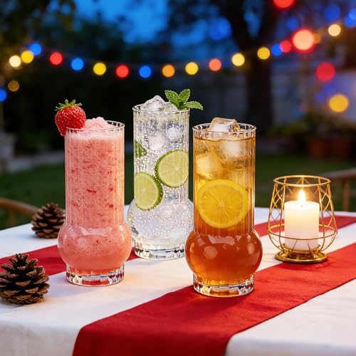 6.5Inch Drinking Glasses for Home Decor,12pcs Fluted Glass Vase Set - size: Ribbed Juice Vase-12PCS