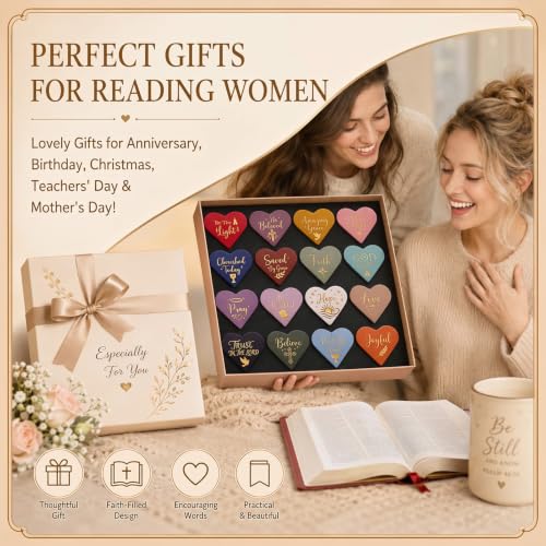 Resurhang 112 Pcs Christian Heart Magnetic Bookmarks Bible Verses Bookmarks Christian Gift for Women Men Inspirational Religious Motivational Page Clips for Club Church Book Lovers Reading Gifts - style: Christian