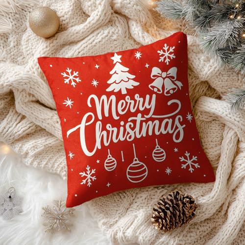 HOMETITUTE Set of 2 Merry Christmas Throw Pillow Covers 18x18 Inch - color: Christmas Throw Pillow Covers #05