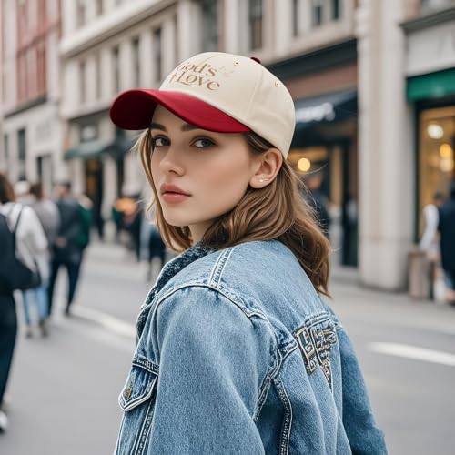 God's Love Bible Verse Christian Religious Graphic for Women Aesthetic Washed Distressed Baseball Cap