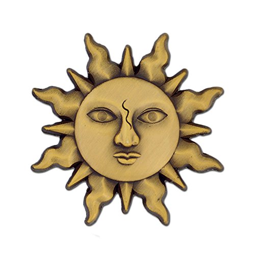 Beach & Ocean Lapel Pins - Gold & Silver Sea Life, Nautical & Tropical Designs - color: Antique Gold Sun Face Sunshine, size: 1 Piece