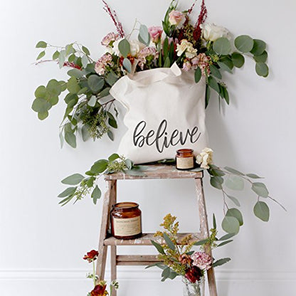 The Cotton & Canvas Co. Beach, Grocery, Farmers Market, Shopping and Travel Reusable Shoulder Tote and Handbag … - style: Believe