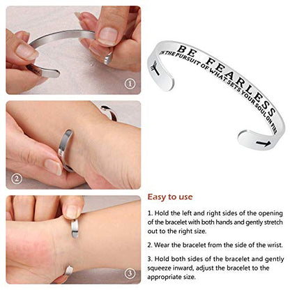 Fesciory Inspirational Bracelets for Women, Stainless Steel Cuff Bangle - color: Silver-17