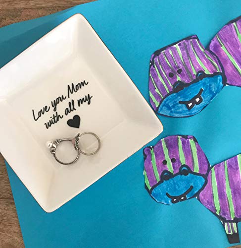 Simply Charmed Love You Mom Jewelry Dish - Mother's Day or Birthday Gift - Elegant Trinket Tray and Ring Holder - Gifts for Mom from Daughter or Son - style: Love You Mom