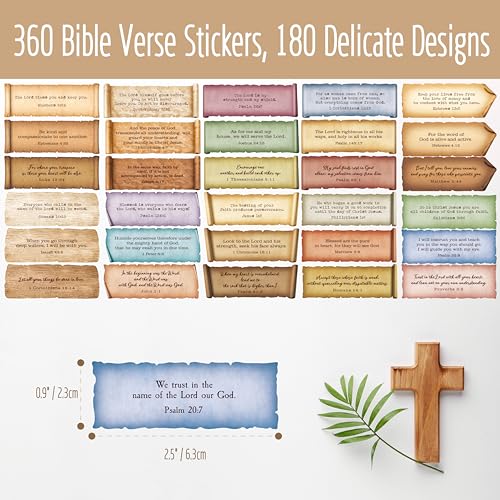 360PCS Bible Verse Stickers, 180 Retro Typewriter Style Designs Christian Religious Stickers Inspirational Vintage Waterproof Labels for Scrapbooks, Bottles, Computer, Planner, Diary, Laptop - color: Vintage Text Version