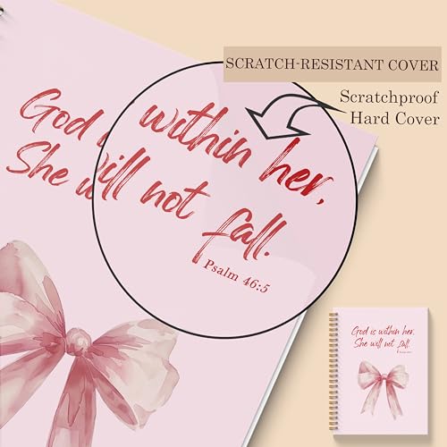 Pink Coquette Bow Christian Spiral Notebooks, God is Within Her She Will Not Fall Bible Journal, Religious Prayer Journal for Woman, Coquette Girly Office Supplies, 5.5x8.3 Inches - color: Coquette Bow Bible