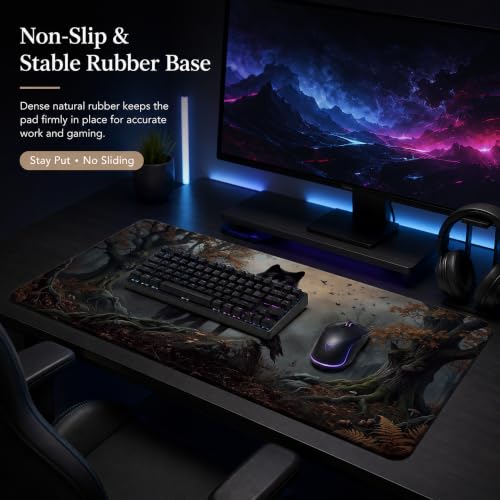 Moody Forest Wolf Raven Gothic Large Mouse Pad 31.5x15.7 Inch,M002 - color: 22Child, size: 31.5L x 15.8W inches