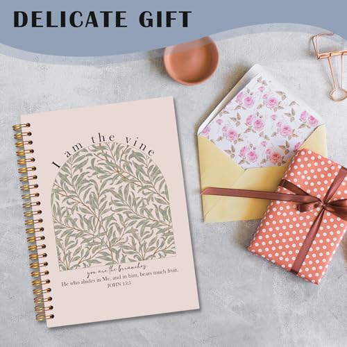 Vine Christian Spiral Notebooks, John 15:5 Bible Verse Journal, Religious Scripture Journals for Writing, Christian Gifts for Women Men, Bible Notebook for Note Taking, 5.5x8.3 Inch - color: white Bible Notebook-10