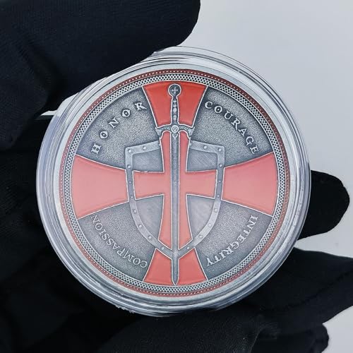 Christian Warrior Challenge Coin - The Knight Templar Coin Red Cross Religious Collection Coin