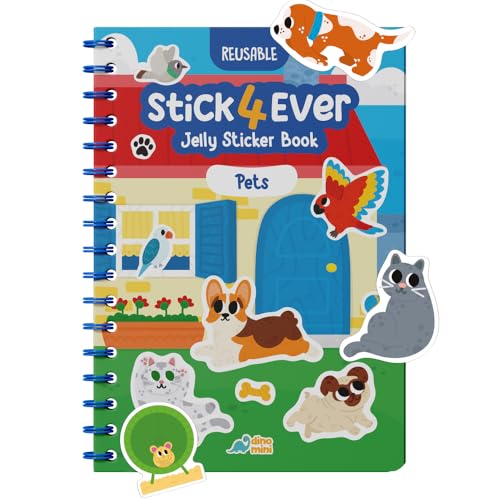 Stick4Ever Jelly Sticker Book® - for Kids - Waterproof, Easy to Clean Reusable Sticker Book for Toddlers- Reusable Road Trip Activities for Kids - Stocking Stuffers for Toddlers (Pets) - style: Pets