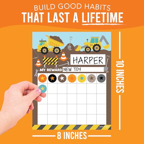 Sticker Chart for Kids Behavior at Home and Back to School Reward Charts - color: Construction