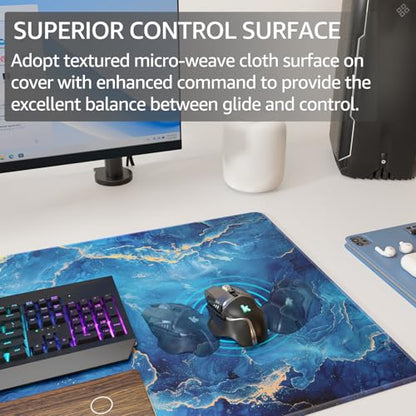 KTRIO Large Gaming Mouse Pad, Desk Mat, 31.5 x 15.7 in, Blue Marble, XXL - color: Blue Marble, size: 31.5l X 15.7w Inches