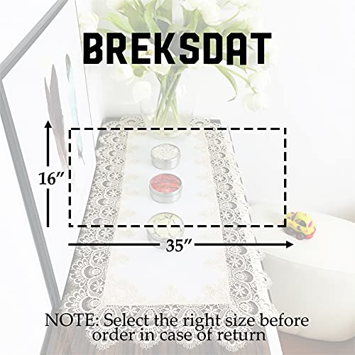 Lace Tablecloth Rectangle Fabric Washable Beige 16x35inch - color: H17191-beige-1, size: 16*35