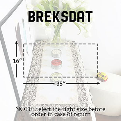 Lace Tablecloth Rectangle Fabric Washable Beige 16x35inch - color: H17191-beige-1, size: 16*35