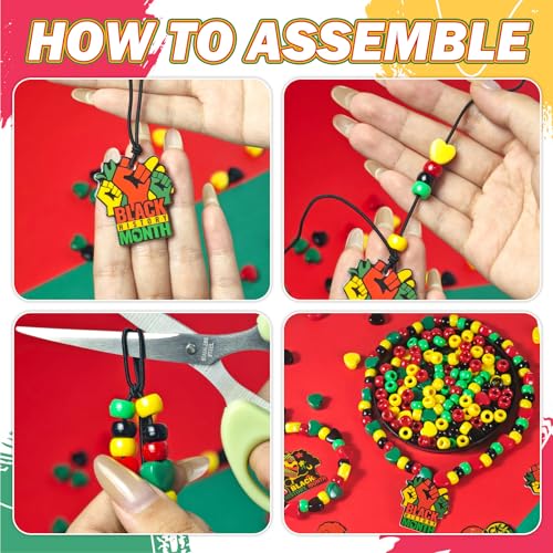 Cinrobiye 24 Sets Black History Month Beads Craft Kits African American Party Favor DIY Creative BHM Decorations for Home School Classroom Fun Rewards Favor Supplies Adults Teens Jewelry - style: BHM