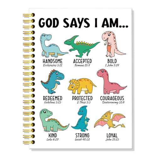ERHACHAIJIA God Says I Am Dinosaurs Lined Spiral Notebook for Christian - color: White-green