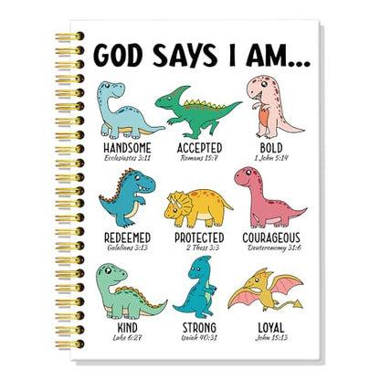 ERHACHAIJIA God Says I Am Dinosaurs Lined Spiral Notebook for Christian - color: White-green