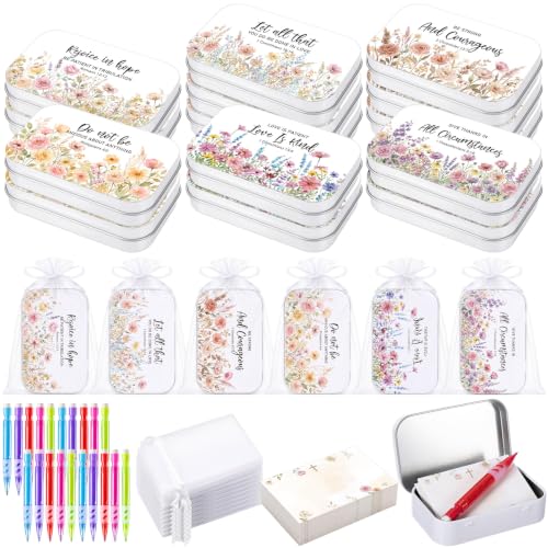 140Pcs Christian Gifts for Women, Prayer Boxes with Prayer Cards and Pencil - style: Pastel Floral