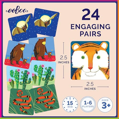 eeBoo Life on Earth Memory & Matching Game, Ages 3+, 1-4 Players - style: Life on Earth