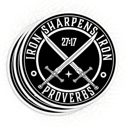 (3Pcs) Iron Sharpens Iron Stickers - Proverbs 27 17 Stickers Bible Christians Die-Cut Waterproof Vinyl Sticker for Laptop Water Bottle Phone Kindle Decal Stuff Gifts for Her Him 2 Inches - size: 2x2"