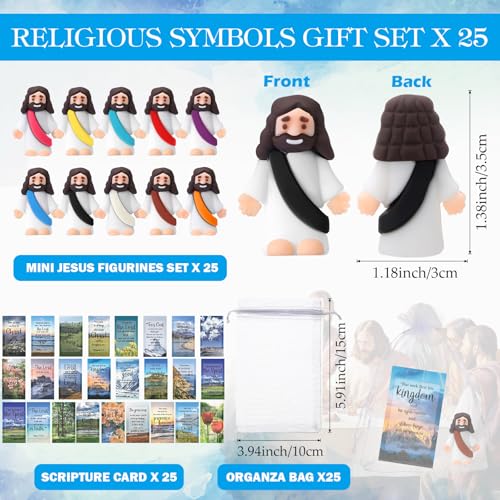 Bememo 25 Pcs Mini Jesus Figurines Easter Toys, Lovely Style, Ten Colour - color: Ten Colour