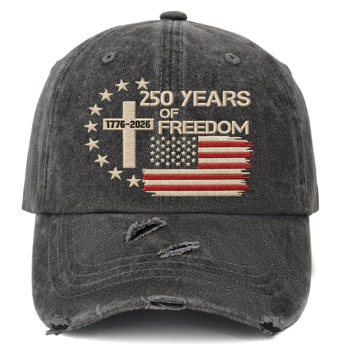 US 250th Anniversary Hat, Patriotic Embroidered Cap, 1776-2026 Freedom Celebration, 250 Years American History Gift Patriots - color: Us 250 Years Freedoms 1776-2026 250th Birthdayallblack2
