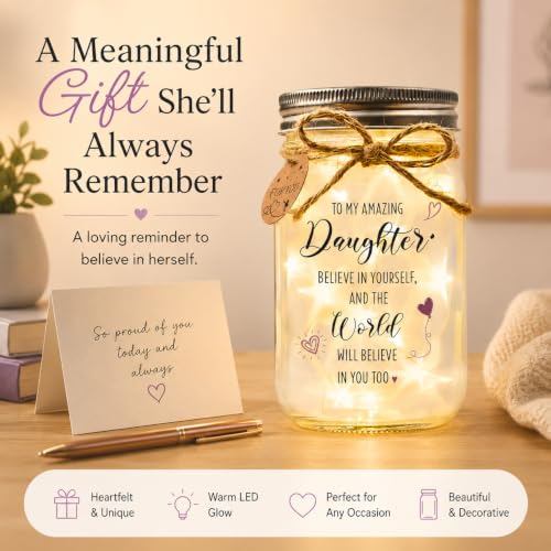 Solmay Daughter Gifts from Mom or Dad, Mason Jar Light - color: Daughter