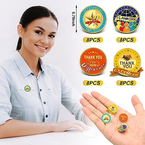 Lyrow 32 Pcs Employee Appreciation Lapel Pin 4/5 Inch Motivational Excellence Enamel Recognition Pins for Employee Staff Team Gift(Fresh Color) - color: Fresh Color