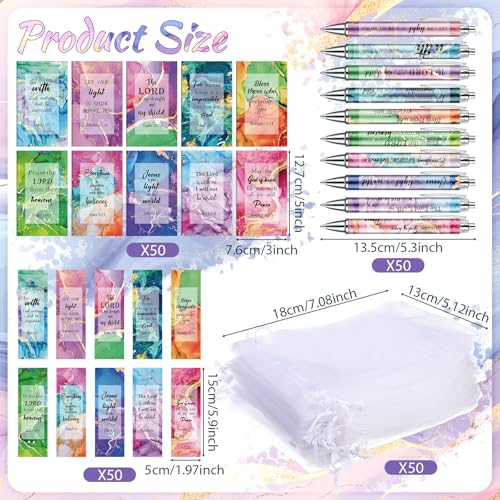 200 Pcs Christian Gift for Women Christian Accessories Include 50 Bible Verses Notebook 50 Church Bookmark 50 Ballpoint Pen Organza Bag Gift for Christmas Church Motivational (Marble) - style: Marble