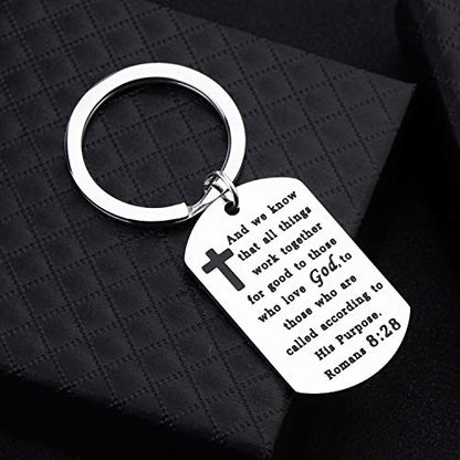 Gzrlyf Romans 8:28 Keychain Christian Gifts and We Know that All Things Work together for Good for Those who Love God