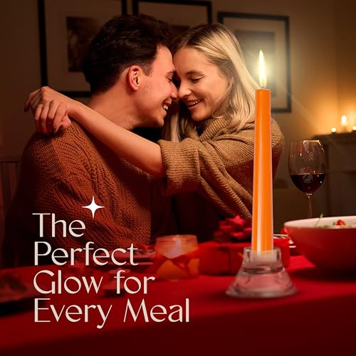 Leor & Lair Orange Taper Candles, 4 Pack, 10 Inch, Unscented - color: Orange