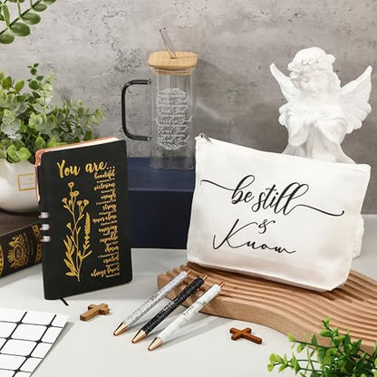 Skylety 6 Pcs Christian Gifts Set for Women Bible Study Supplies, Black - color: Black