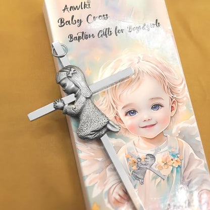 Anwlki Baby Wall Cross Decor Boys Girls Kids Prayer Baptism Gifts for Christening, First Holy Communion, Baby Shower, Birthday (Girl, 1)
