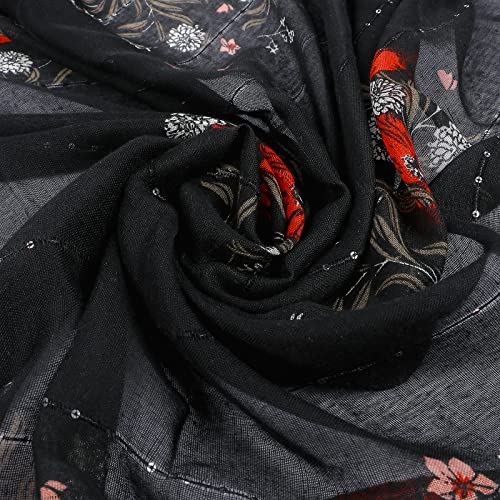 Yeieeo Boho Scarf for Women Lightweight Floral Printed Scarf Fall Winter Fashion Fringed Shawl - color: Floral 17