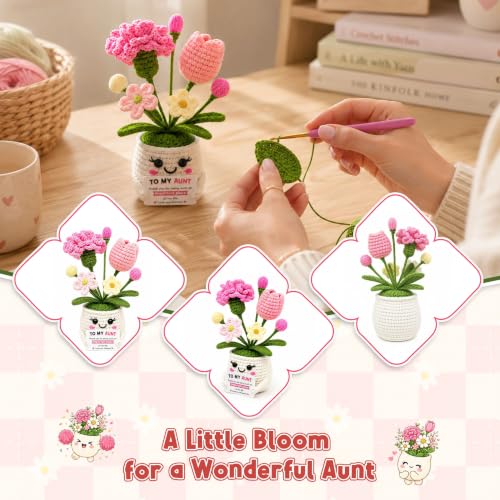Crochet Flower Birthday Gifts for Aunt, Christmas Auntie Gifts from Niece - color: Aunt