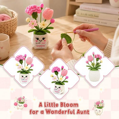 Crochet Flower Birthday Gifts for Aunt, Christmas Auntie Gifts from Niece - color: Aunt