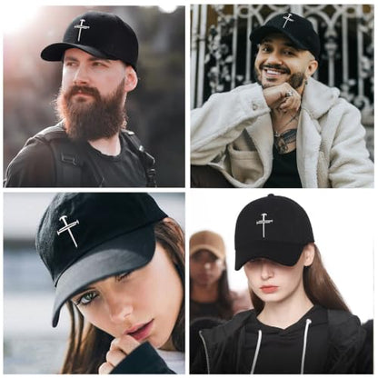 Black Baseball Cap Snapback hat for Men Snap Pack Hip Hop Mens Hat - color: 3 Crucifixion